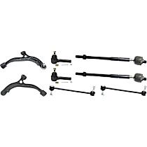 8-Piece Kit Front, Driver and Passenger Side, Lower Control Arm Kit, Includes (2) Control Arm, (2) Sway Bar Link, and (4) Tie Rod End