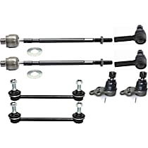 8-Piece Kit Front, Driver and Passenger Side Suspension, Includes (2) Ball Joint, (2) Sway Bar Link, and (4) Tie Rod End
