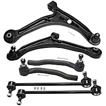 Front, Driver and Passenger Side Control Arm Kit, includes Sway Bar Links and Tie Rod Ends