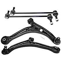 4-Piece Kit Front, Driver and Passenger Side, Lower Control Arm Kit, Includes (2) Control Arm and (2) Sway Bar Link