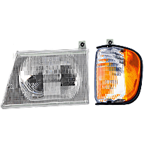 2-Piece Kit Driver Side Halogen Headlight, With bulb(s), OE Replacement, Includes (1) Corner Light and (1) Headlight