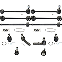 12-Piece Kit Front, Driver and Passenger Side Suspension, includes Ball Joint, Sway Bar Link, and Tie Rod End