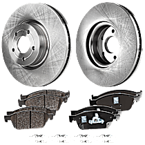 Front Brake Disc and Pad Kit, Plain Surface, 5 Lugs, Cast Iron, Organic Pad Material, Pro-Line Series