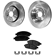 4-Piece Kit Front Brake Disc and Pad Kit, Plain Surface, 5 Lugs, Cast Iron, Ceramic Pad Material, Pro-Line Series