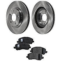 Front Brake Disc and Pad Kit, Plain Surface, 5 Lugs
