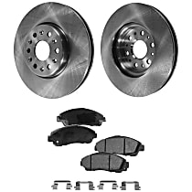 Front Brake Disc and Pad Kit, Plain Surface, 6 Lugs