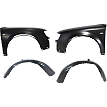 4-Piece Kit Front, Driver and Passenger Side Fender, New Body Style, Includes (2) Fender and (2) Fender Liner