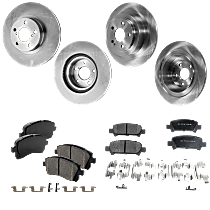 Front and Rear Brake Disc and Pad Kit, Plain Surface, 5 Lugs, Ceramic, Pro-Line Series