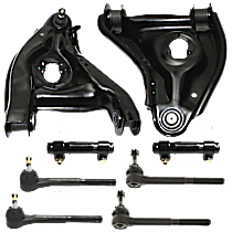 8-Piece Kit Front, Driver and Passenger Side, Lower Control Arm, Rear Wheel Drive,  Includes (2) Control Arm, (2) Tie Rod Adjusting Sleeve, and (4) Tie Rod End