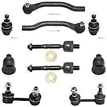 10-Piece Kit Front, Driver and Passenger Side, Upper and Lower Ball Joint, Adjustable Camber,  Includes (4) Ball Joint, (2) Sway Bar Link, and (4) Tie Rod End