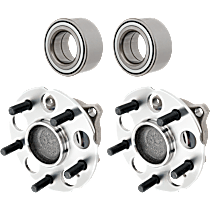4-Piece Kit Front, Driver and Passenger Side Wheel Hub, 4-Wheel ABS, 4 Lugs, With Bearing,  Includes (2) Wheel Bearing and (2) Wheel Hub