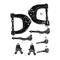 8-Piece Kit Front, Driver and Passenger Side, Upper Control Arm, Rear Wheel Drive,  Includes (2) Ball Joint, (2) Control Arm, and (4) Tie Rod End