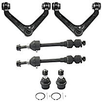 6-Piece Kit Front, Driver and Passenger Side, Upper Control Arm, RWD,  Includes (2) Ball Joint, (2) Control Arm, and (2) Sway Bar Link