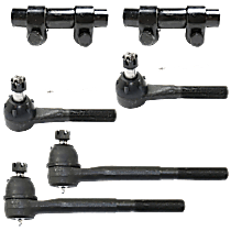 6-Piece Kit Front, Driver and Passenger Side, Inner and Outer Tie Rod End, Rear Wheel Drive, RWD,  Includes (2) Tie Rod Adjusting Sleeve and (4) Tie Rod End