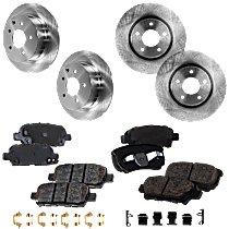Front and Rear Brake Disc and Pad Kit, Plain Surface, 5 Lugs, Cast Iron, Ceramic, Pro-Line Series