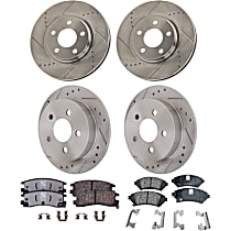 8-Piece Kit Front and Rear Brake Disc and Pad Kit, Cross-drilled and Slotted, Ceramic, Exclude Police, Heavy Duty, From Chassis/Vin 5914307, To VIN# 59143075, 3.8L 6Cyl, Pro-Line Series  Includes (4) Brake Disc and (2) Brake Pad Set