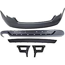 5-Piece Kit, Rear Primed Bumper Cover, Sedan, For Models With S-Line Package, Includes (1) Bumper Cover, (2) Bumper Retainer, (1) Bumper Trim, and (1) Valance