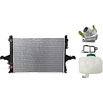 Radiator Kit, 2.3L/2.4L/2.5L Engines, Aluminum Core, Plastic Tank, includes Coolant Reservoir and Thermostat