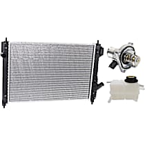 3-Piece Kit Radiator, Automatic Transmission, 1.6L 4Cyl, Hatchback,  Includes (1) Coolant Reservoir, (1) Radiator, and (1) Thermostat Housing