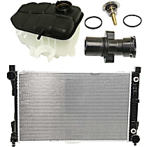 4-Piece Kit Radiator, 1.8L Engine, Aluminum Core, Plastic Tank, includes Coolant Reservoir, Thermostat, and Thermostat Housing Cover