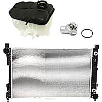 3-Piece Kit Radiator, 2.6L/3.2L/5.0L/5.5L Engines, Aluminum Core, Plastic Tank, includes Coolant Reservoir and Thermostat