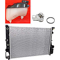 3-Piece Kit Radiator, 3.2L Engine, Aluminum Core, Plastic Tank, GAS Engine, includes Coolant Reservoir and Thermostat
