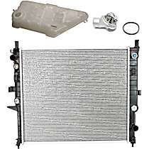 3-Piece Kit Radiator, 3.2L/3.7L/4.3L/5.0L Engines, Aluminum Core, Plastic Tank, includes Coolant Reservoir and Thermostat
