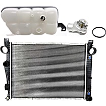 3-Piece Kit Radiator, 3.7L/4.3L/5.0L/5.5L Engines, Aluminum Core, Plastic Tank, includes Coolant Reservoir and Thermostat