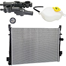 3-Piece Kit Radiator with Coolant Reservoir and Thermostat, 2.4L Engine, Plastic Tank