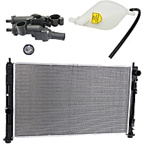 3-Piece Kit Radiator with Coolant Reservoir and Thermostat, 2.4L Engine, Plastic Tank