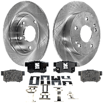 4-Piece Kit Rear Brake Disc and Pad Kit, Plain Surface, 5 Lugs, 259.59 mm, Ceramic, Enginedesignationname: R18Z1, Naturally Aspirated, GAS, EX, EX-L, Hybrids and Si Models, 1.8L 4Cyl, Pro-Line Series  Includes (2) Brake Disc and (1) Bra
