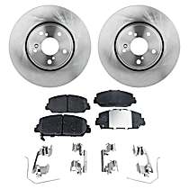 4-Piece Kit Front Brake Disc and Pad Kit, Plain Surface, 5 Lugs, Ceramic, Optional, Sedan, 1.5L 4Cyl, Pro-Line Series  Includes (2) Brake Disc and (1) Brake Pad Set