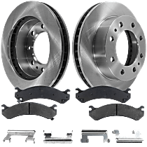 Front Brake Disc and Pad Kit, Plain Surface, 8 Lugs, Ceramic, Cast Iron, Pro-Line Series