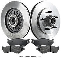 Front Brake Disc and Pad Kit, Plain Surface, 5 Lugs, Semi-Metallic, Rear Wheel Drive, Includes Shims and hardware, Pro-Line Series
