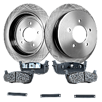 4-Piece Kit Rear Brake Disc and Pad Kit, Plain Surface, 5 Lugs, 334.01 mm, Semi-metallic, 4WD, 4.2L 6Cyl, Pro-Line Series  Includes (2) Disc and (1) Pad Set