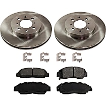 Front Brake Disc and Pad Kit, Plain Surface, 4 Lugs, Ceramic, Cast Iron, Pro-Line Series