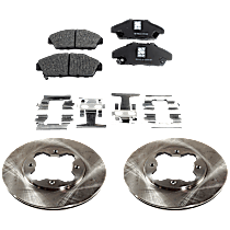 Front Brake Disc and Pad Kit, Plain Surface, 4 Lugs, Ceramic, Cast Iron, Pro-Line Series