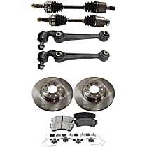 7-Piece Kit Front, Driver and Passenger Side Axle Assembly, AWD/FWD, Includes (2) Axle Assembly, (2) Brake Disc, (1) Brake Pad Set, and (2) Control Arm