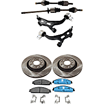 7-Piece Kit Front Axle Assembly with Brake Discs, Brake Pad Set, and Control Arms, FWD