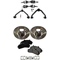 8-Piece Kit Front, Driver and Passenger Side Axle Assembly, Four Wheel Drive, 1 Piece Design, New, 4WD, 3.0L 6Cyl  Includes (2) Axle Assembly, (2) Brake Disc, (1) Brake Pad Set, and (2) Control Arm