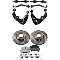 9-Piece Kit Front Axle Assembly with Brake Discs, Brake Pad Set, and Control Arms, All Wheel Drive, 6-Speed Automatic Transmission