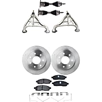 7-Piece Kit Front, Driver and Passenger Side, Lower Control Arm, 7 Lugs, Includes (2) Axle Assembly, (2) Brake Disc, (1) Brake Pad Set, and (2) Control Arm