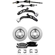 8-Piece Kit Front, Driver and Passenger Side, Lower Control Arm Kit, FWD, 3.5L Engine, For Models with Standard Duty Brake, 325mm Diameter,  Includes (2) Axle Assembly, (2) Brake Disc, (1) Brake Pad Set, and (2) Control Arm