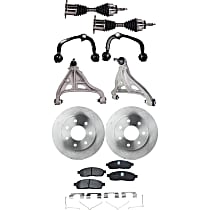 9-Piece Kit Front, Driver and Passenger Side, Upper and Lower Control Arm with Axle Assemblies, Brake Discs, and Brake Pad Set, with 7-Stud Rotor