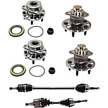 6-Piece Kit Front and Rear, Driver and Passenger Side Suspension with Axle Assemblies and Wheel Hubs