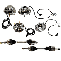 6-Piece Kit Front and Rear, Driver and Passenger Side Suspension, includes Axle Assembly and Wheel Hub