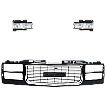 3-Piece Kit Grille, Black, For Models With Composite Headlights,  Includes (1) Grille Assembly and (2) Headlight