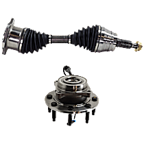 2-Piece Kit Front, Driver and Passenger Side Wheel Hub, 8 Lugs, With Bearing, With Sensor, includes (1) Axle Assembly and (1) Wheel Hub