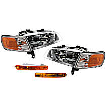 4-Piece Kit Driver and Passenger Side Halogen Headlight, With bulb(s), OE Replacement, Includes (2) Headlight and (2) Turn Signal Light