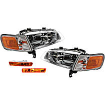 4-Piece Kit Driver and Passenger Side Halogen Headlight, With bulb(s), OE Replacement, Includes (2) Headlight and (2) Turn Signal Light